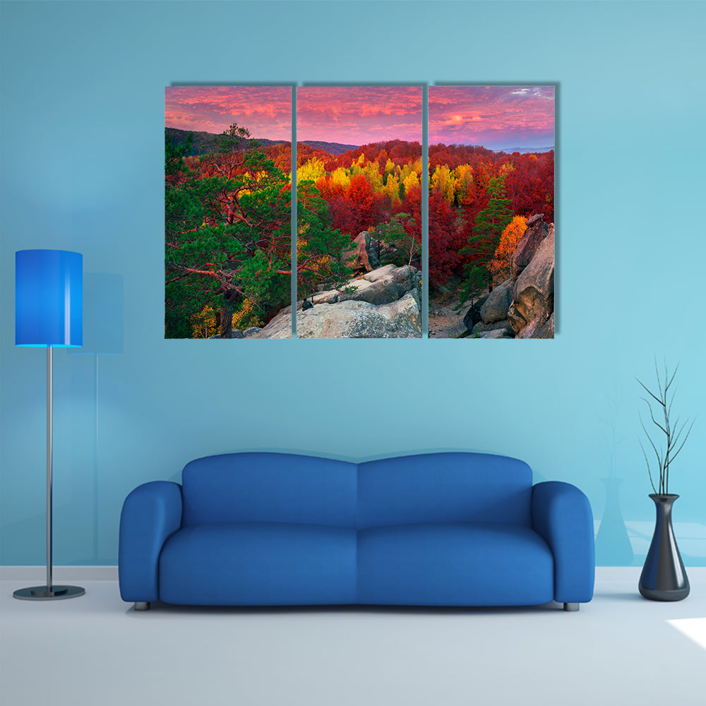 Dovbush Rocks in Bubnyshche multi panel canvas wall art