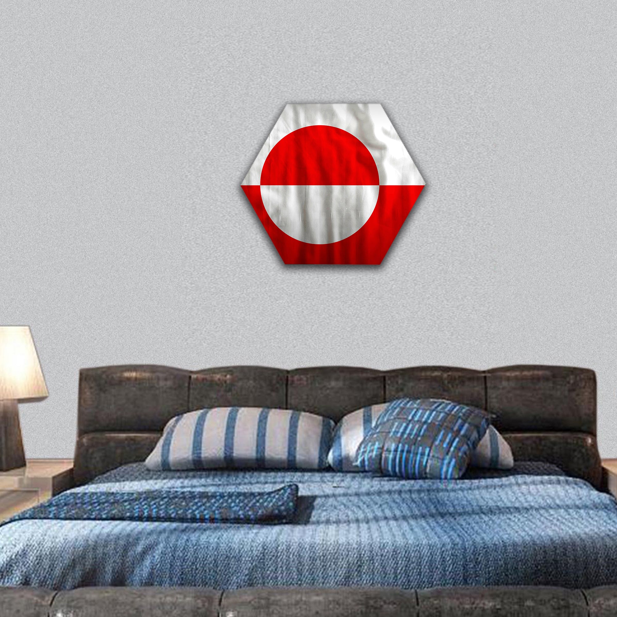 Fabric Greenland flag background texture hexagonal canvas wall art