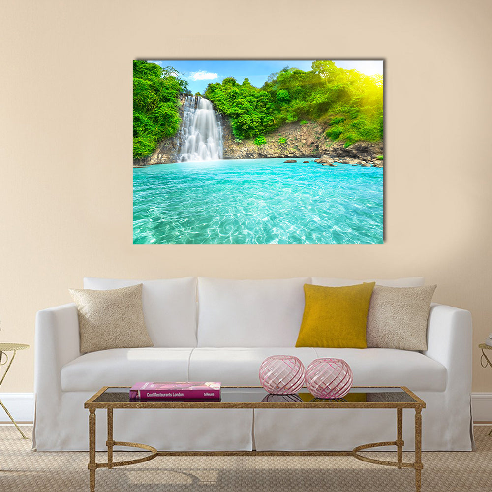 Beautiful "Dambri" waterfall in tropical forest Multi Panel Canvas Wall Art