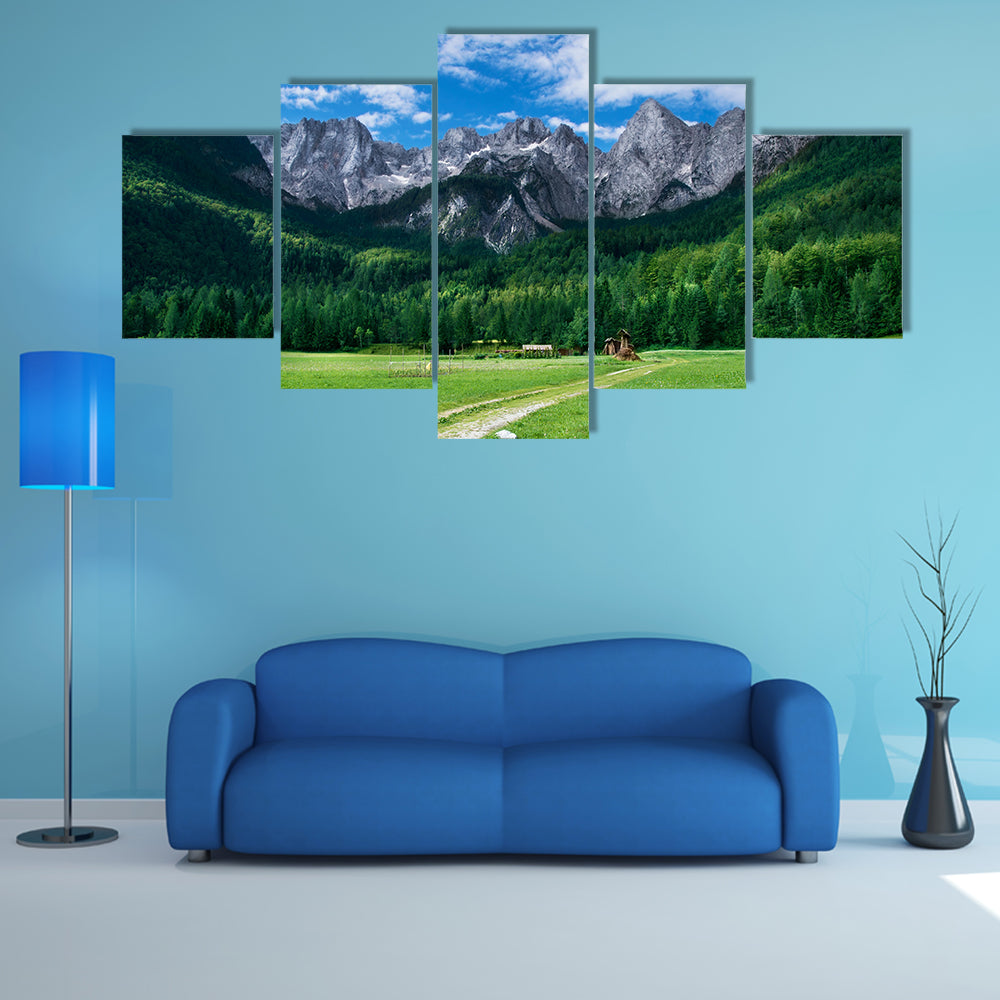 View of the Julian Alps from Gozd Martuljek in Slovenia multi panel canvas wall art