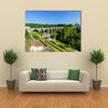 The Train Bridge At Grund, Luxembourg With Blue Sky, Multi Panel Canvas Wall Art