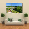 The Train Bridge At Grund, Luxembourg With Blue Sky, Multi Panel Canvas Wall Art