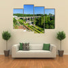 The Train Bridge At Grund, Luxembourg With Blue Sky, Multi Panel Canvas Wall Art