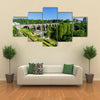 The Train Bridge At Grund, Luxembourg With Blue Sky, Multi Panel Canvas Wall Art