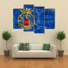 Flag Of Oslo, Norway, Painted On Dirty Wall Multi Panel Canvas Wall Art