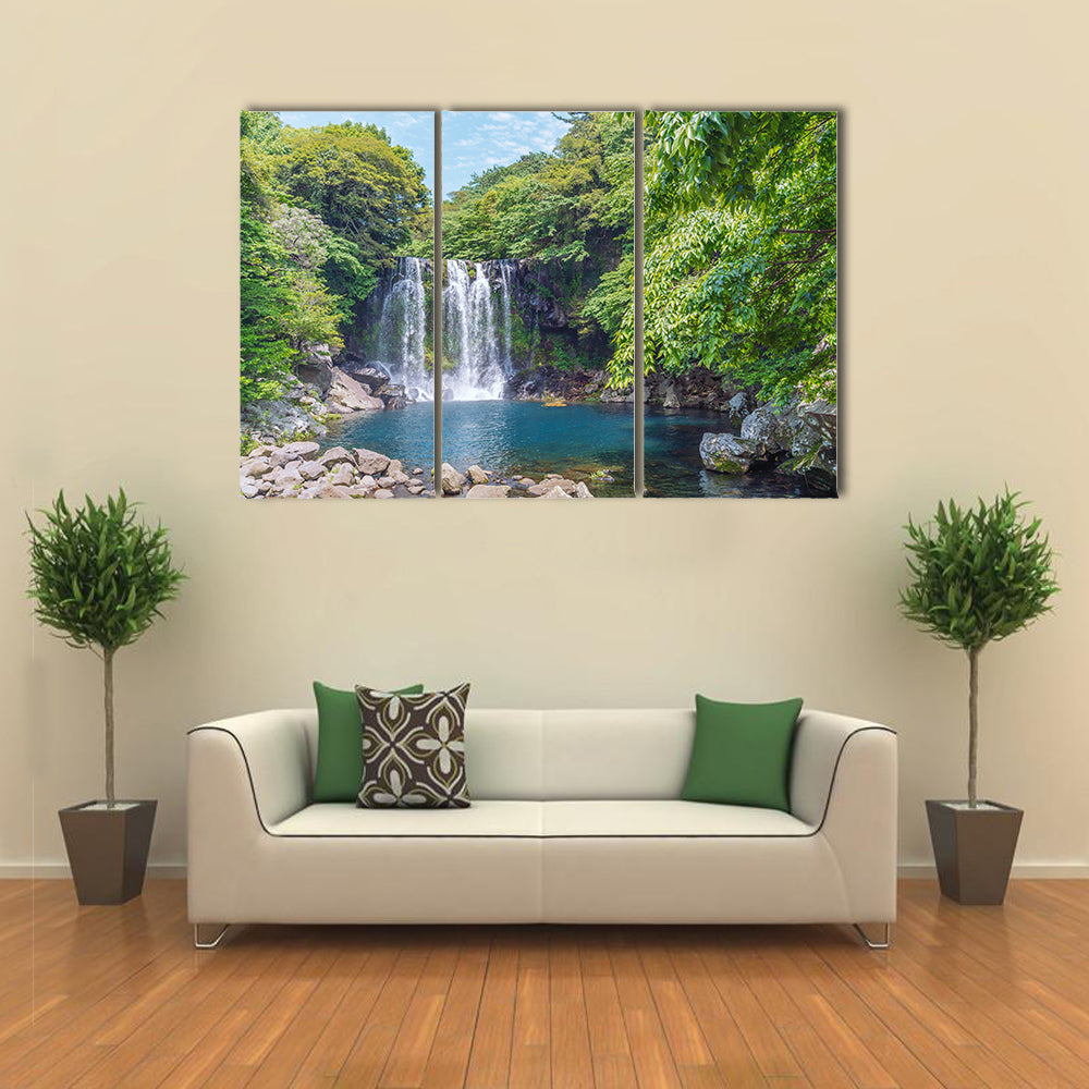 Cheonjeyeon Falls, Jeju Island, South Korea Multi panel canvas wall art