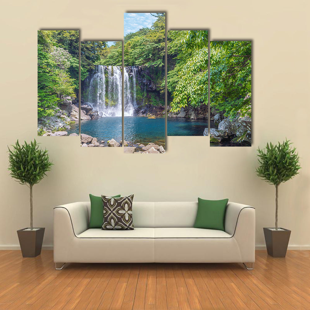 Cheonjeyeon Falls, Jeju Island, South Korea Multi panel canvas wall art