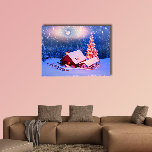 Blizzard covered alpine fields' shepherds in the Ukrainian Carpathians Multi panel canvas wall art