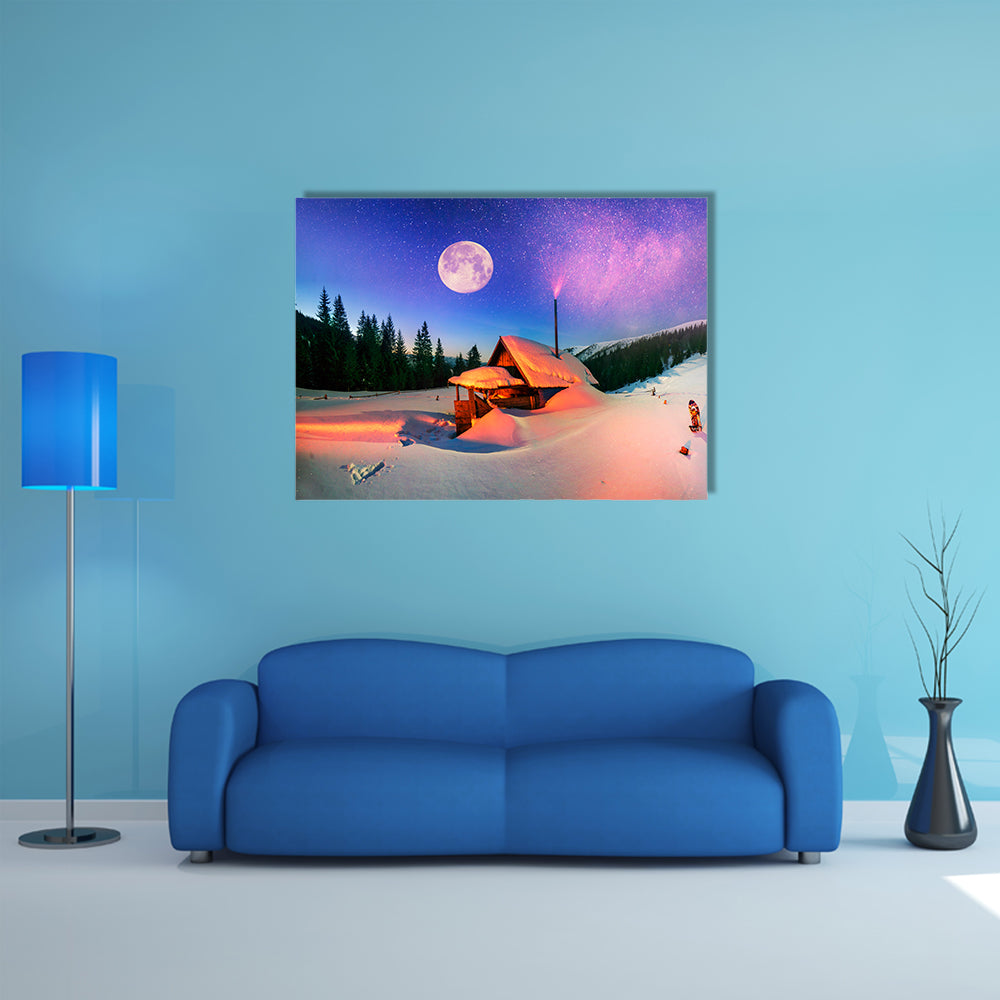Wild Carpathian Unique Hrebet, Montenegro, On The Background With  Powerful Lantern Multi Panel Canvas Wall Art