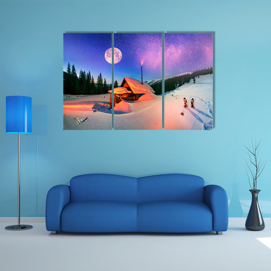 Wild Carpathian Unique Hrebet, Montenegro, On The Background With  Powerful Lantern Multi Panel Canvas Wall Art