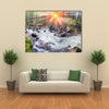 River at sunrise in the Carpathian forest Multi panel canvas wall art