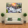 River at sunrise in the Carpathian forest Multi panel canvas wall art