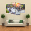 River at sunrise in the Carpathian forest Multi panel canvas wall art