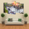 River at sunrise in the Carpathian forest Multi panel canvas wall art