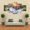 River at sunrise in the Carpathian forest Multi panel canvas wall art