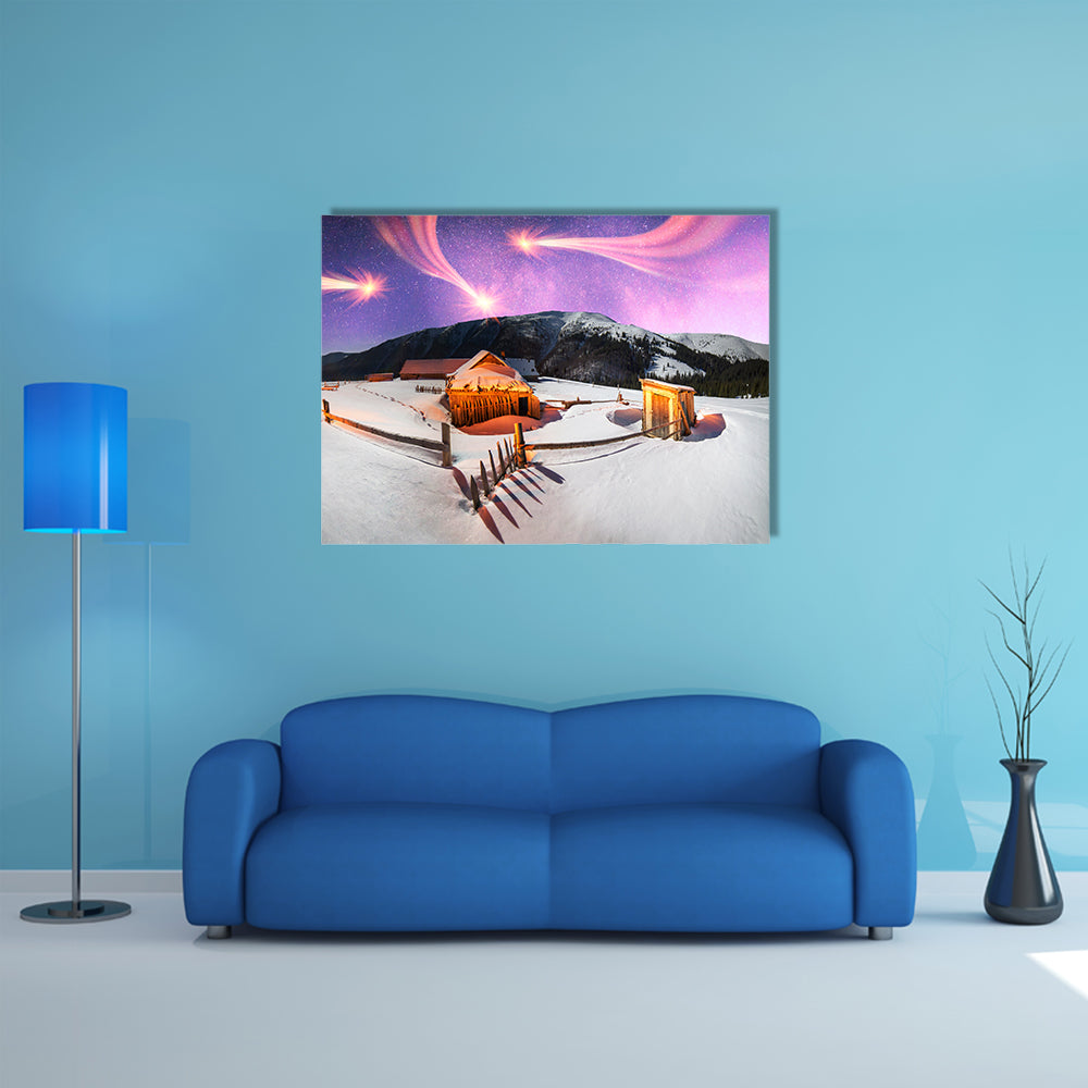 A Wild Carpathian Unique Hrebet, Montenegro, On The Background Of A Powerful Lantern Lit Shelte Multi Panel Canvas Wall Art