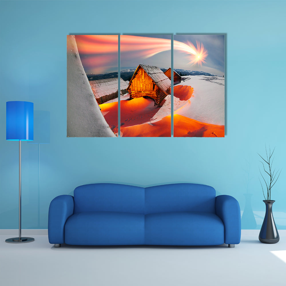 The Blizzard Covered Alpine Fields Shepherds In The Ukrainian Carpathians Multi Panel Canvas Wall Art