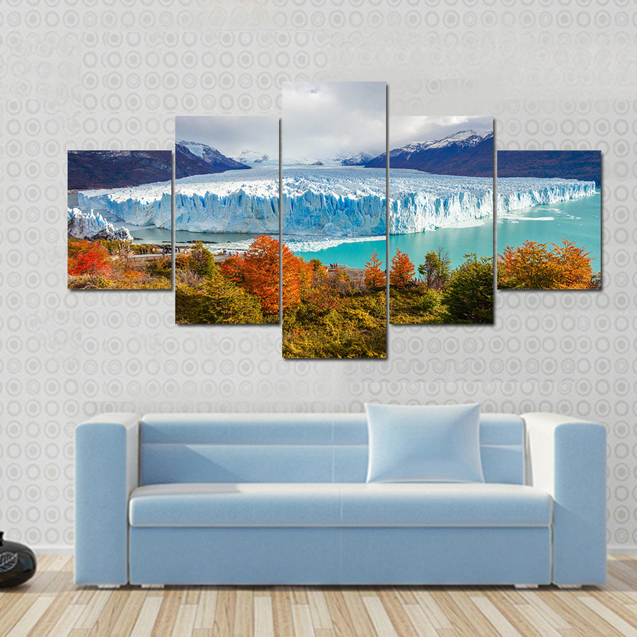 Scene Of A Glacier In Winter With Various Colored Land, Multi Panel Canvas Wall Art
