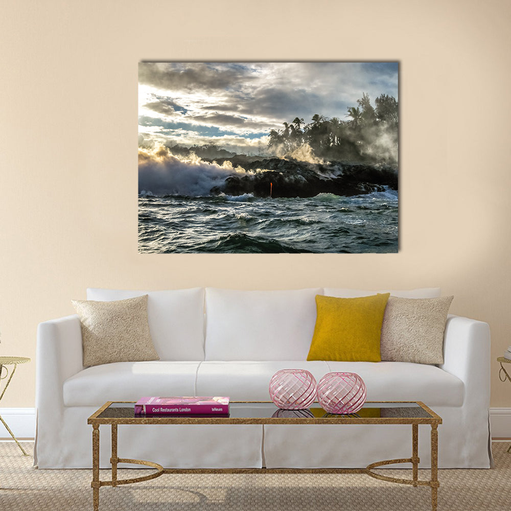 Kilauea Volcano in Hawaii Volcanoes National Park multi panel canvas wall art