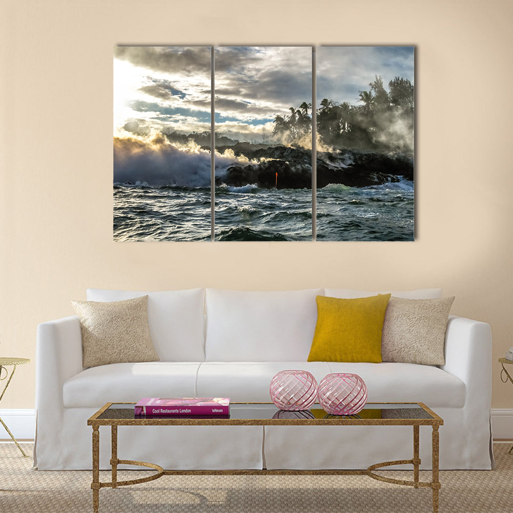 Kilauea Volcano in Hawaii Volcanoes National Park multi panel canvas wall art