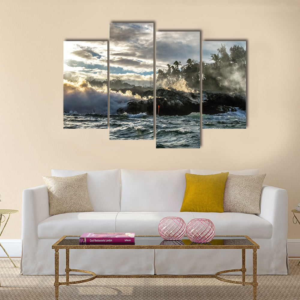Kilauea Volcano in Hawaii Volcanoes National Park multi panel canvas wall art