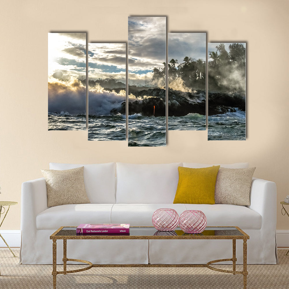Kilauea Volcano in Hawaii Volcanoes National Park multi panel canvas wall art