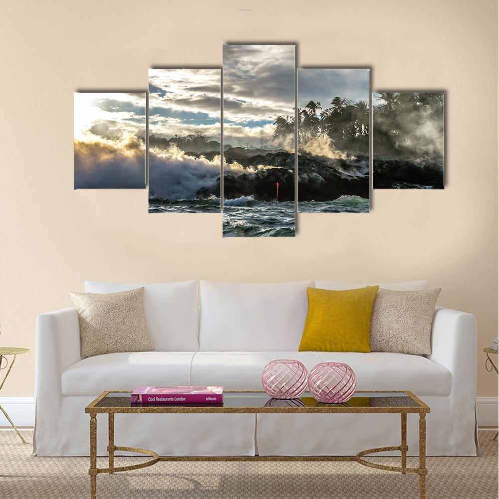 Kilauea Volcano in Hawaii Volcanoes National Park multi panel canvas wall art