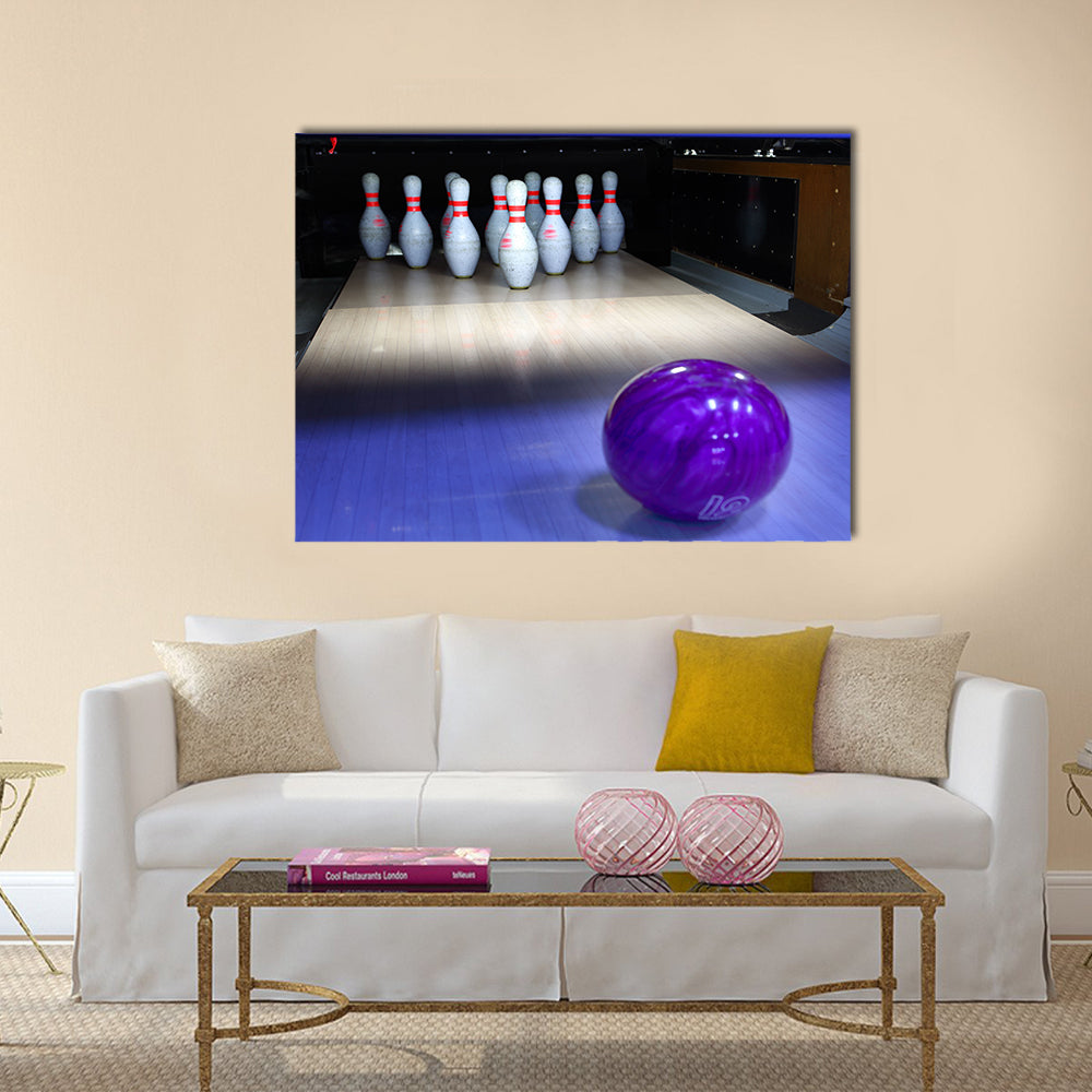 Bowling ball and pins Multi panel canvas wall