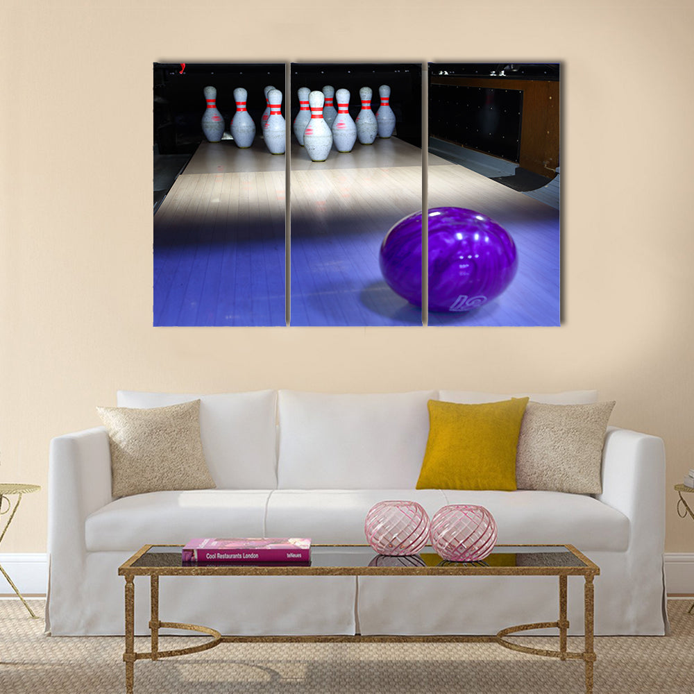 Bowling ball and pins Multi panel canvas wall
