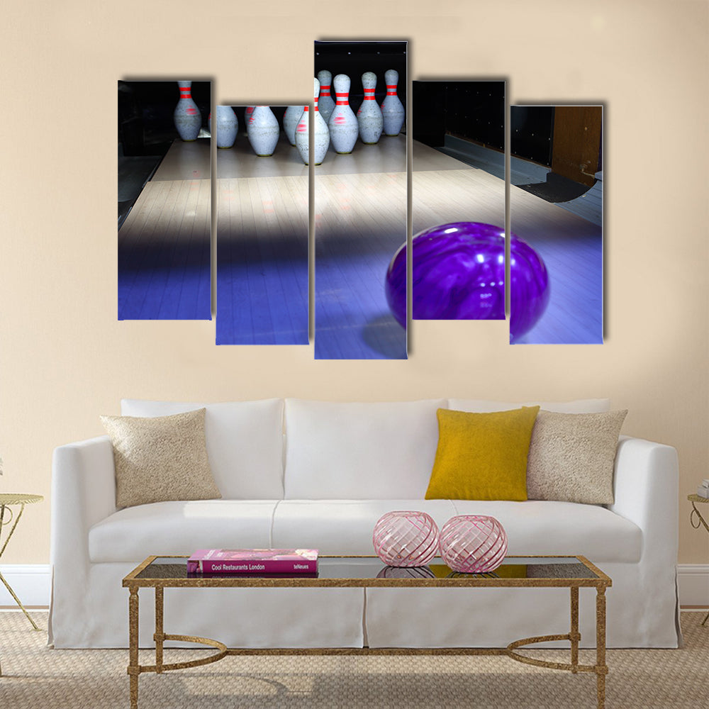 Bowling ball and pins Multi panel canvas wall
