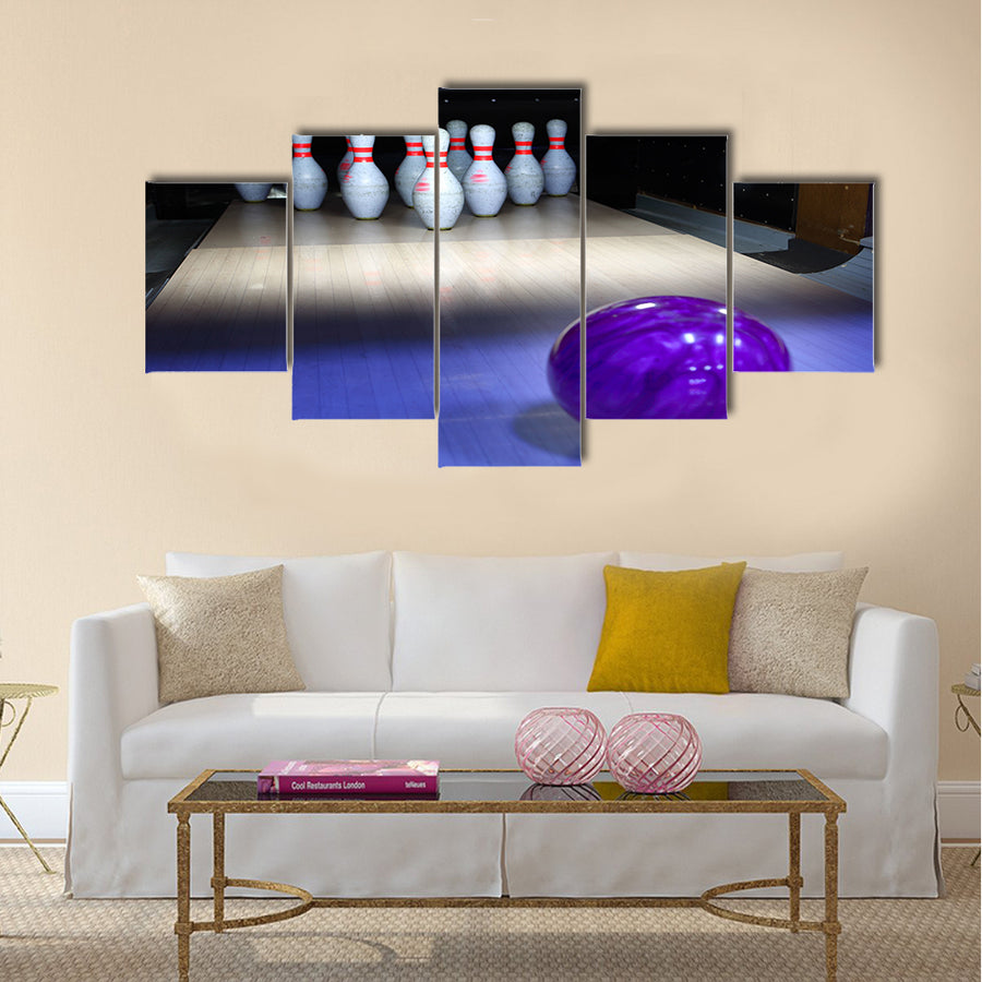 Bowling ball and pins Multi panel canvas wall