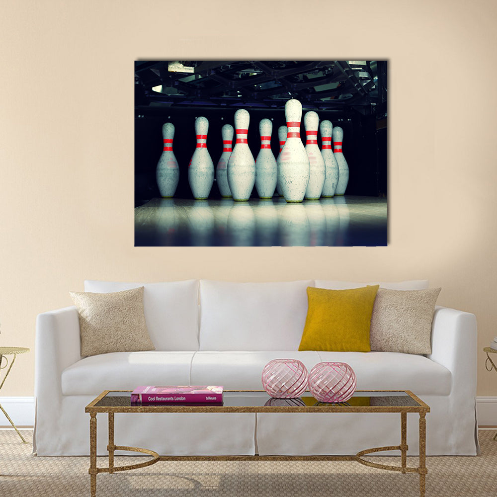 Bowling pins closeup Multi panel canvas wall art
