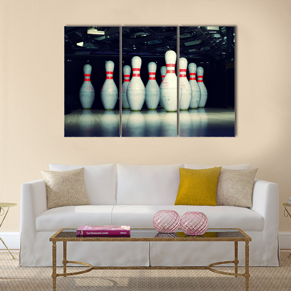 Bowling pins closeup Multi panel canvas wall art