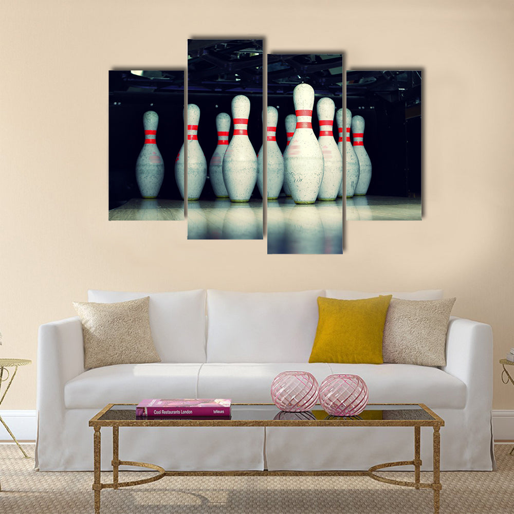 Bowling pins closeup Multi panel canvas wall art