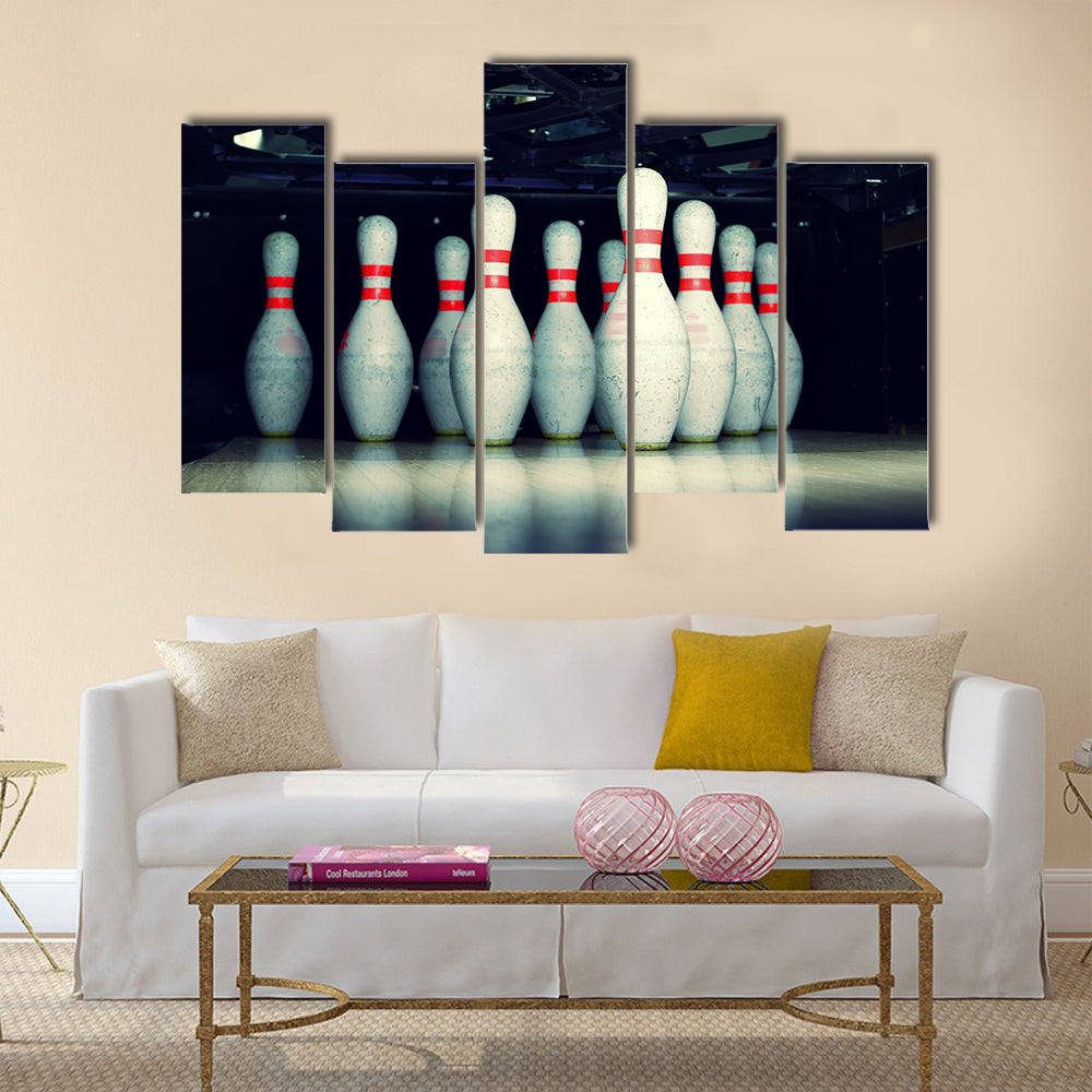 Bowling pins closeup Multi panel canvas wall art