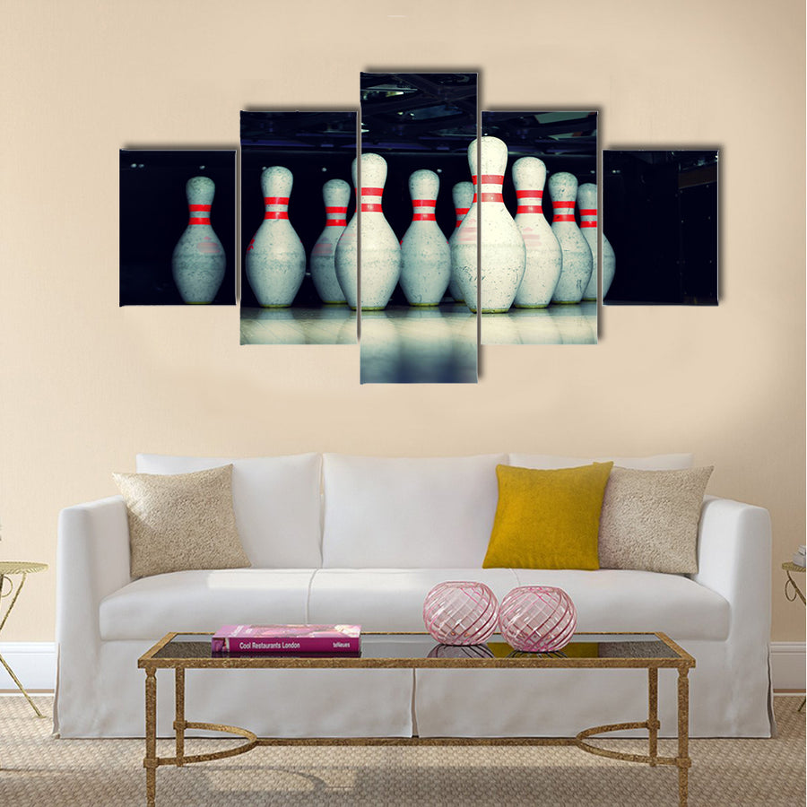 Bowling pins closeup Multi panel canvas wall art