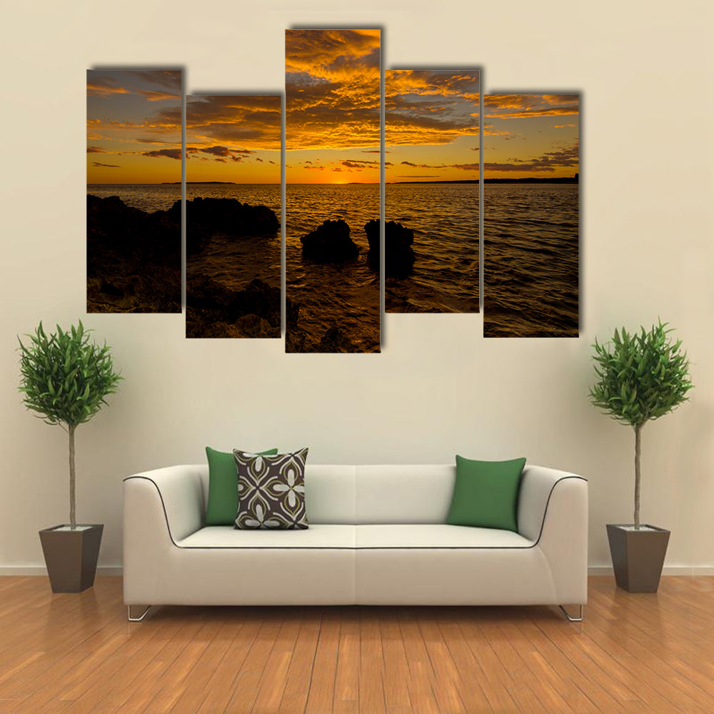 The Sunset Beauty On The Island Of Mali Losinj, Croatia, Multi Panel Canvas Wall Art