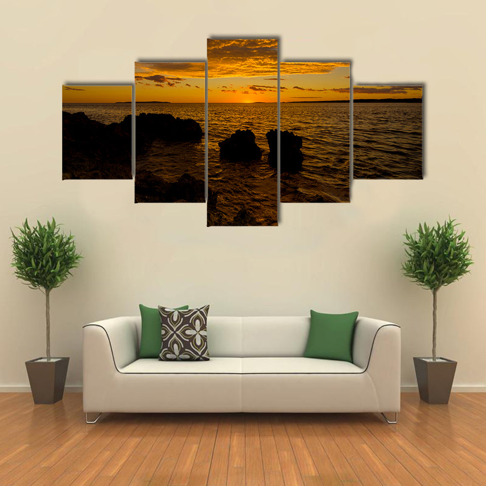 The Sunset Beauty On The Island Of Mali Losinj, Croatia, Multi Panel Canvas Wall Art