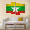 Flag of Burma or Burmese banner on steel background Multi panel canvas wall art