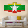 Flag of Burma or Burmese banner on steel background Multi panel canvas wall art