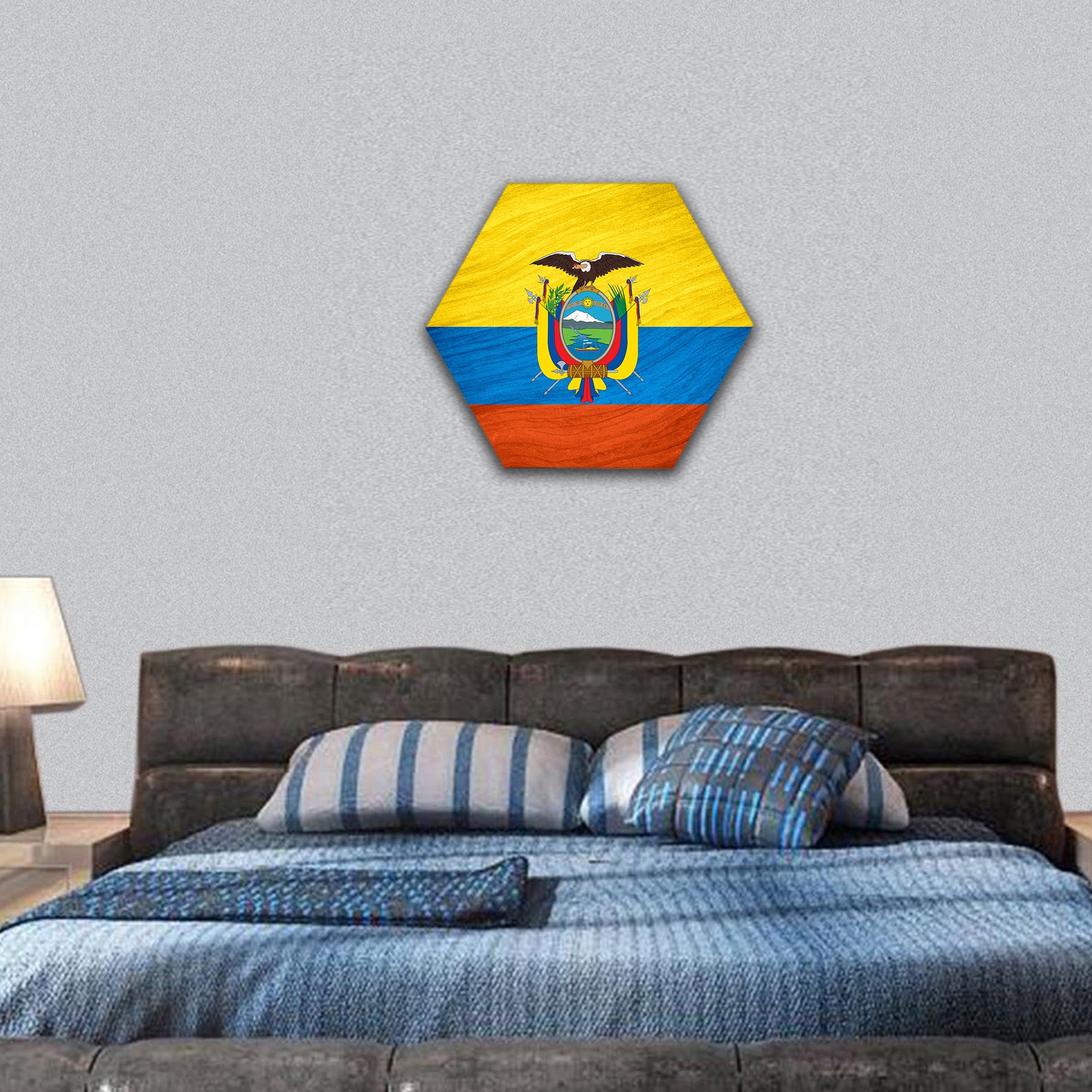 flag of Ecuador or Ecuadorian banner hexagonal canvas wall art