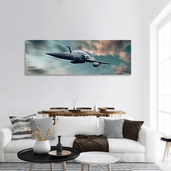 Military Airplan Panoramic Canvas Wall Art