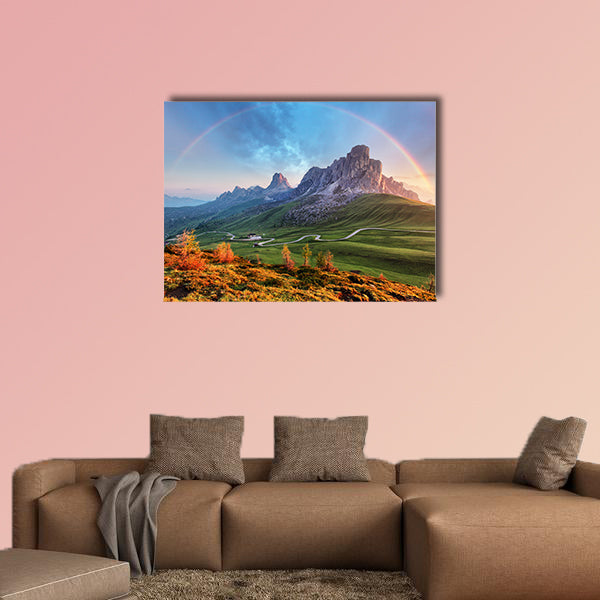 Landscape Nature Mountain in Alps with rainbow Multi panel canvas wall art