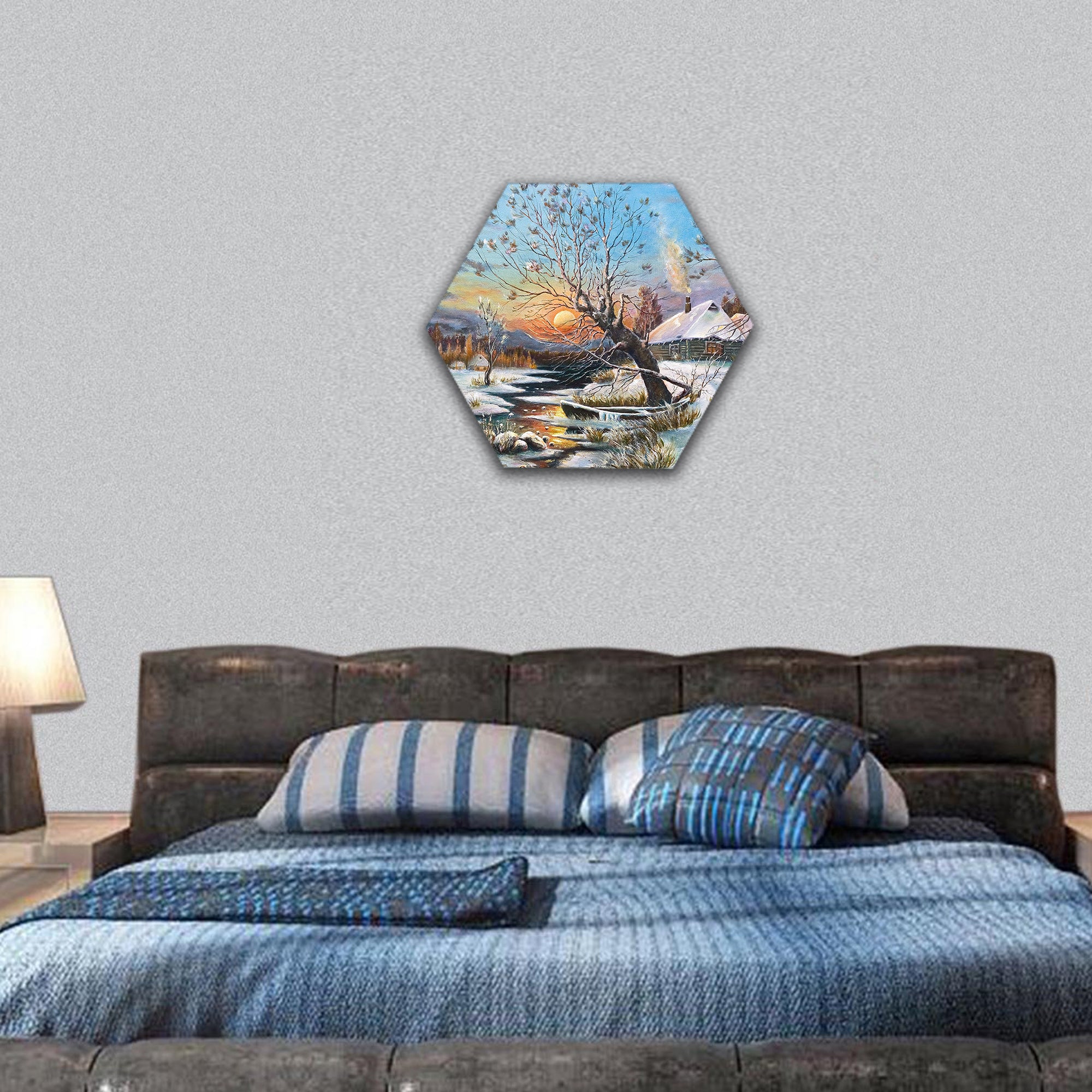 Russian artist Klevera hexagonal canvas wall art