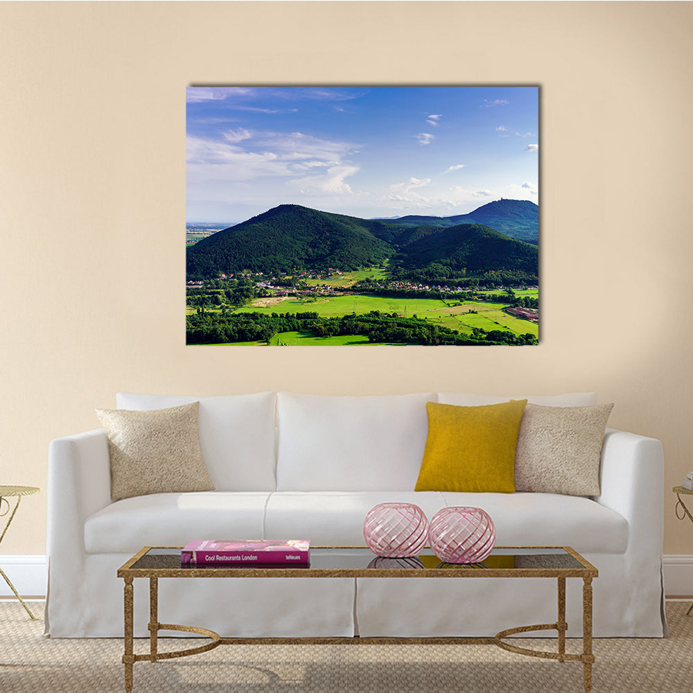 The Majestic overview to the beautiful valley from the top of the hill, Alsace, France Multi panel Canvas Wall Art