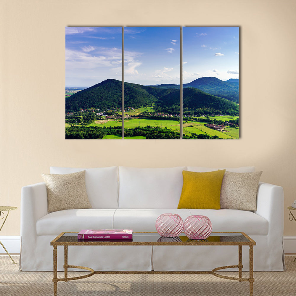 The Majestic overview to the beautiful valley from the top of the hill, Alsace, France Multi panel Canvas Wall Art