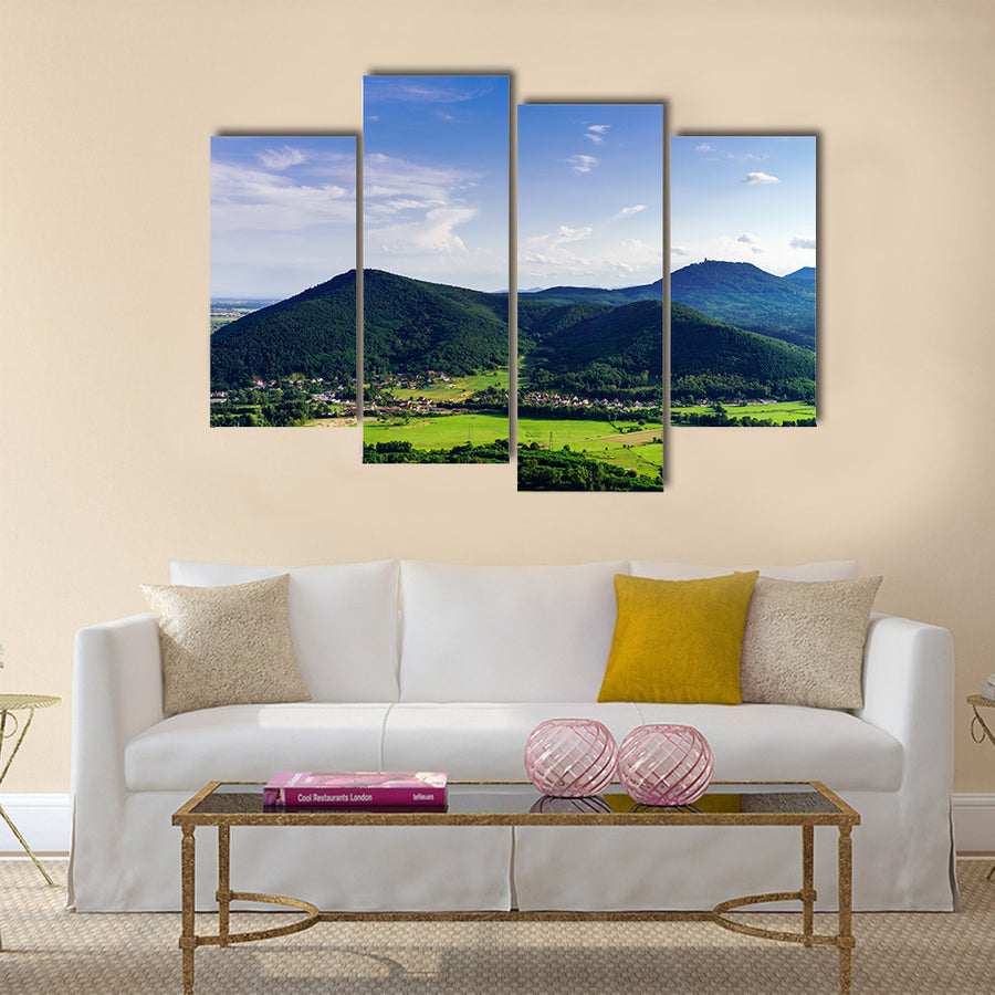 The Majestic overview to the beautiful valley from the top of the hill, Alsace, France Multi panel Canvas Wall Art