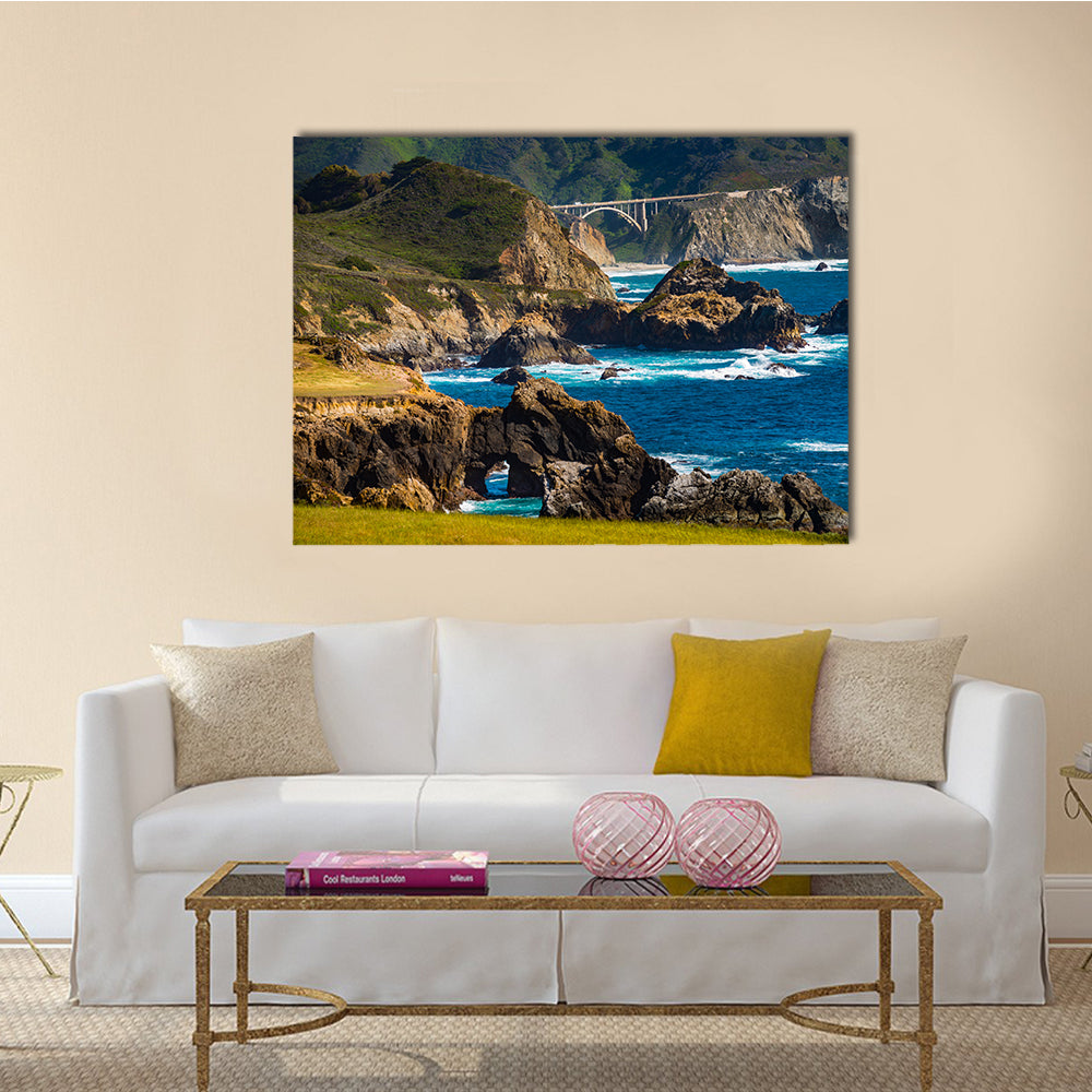 Big Sur Coast at the Bixby Creek Bridge, Monterey County, California, USA Multi Panel Canvas Wall Art
