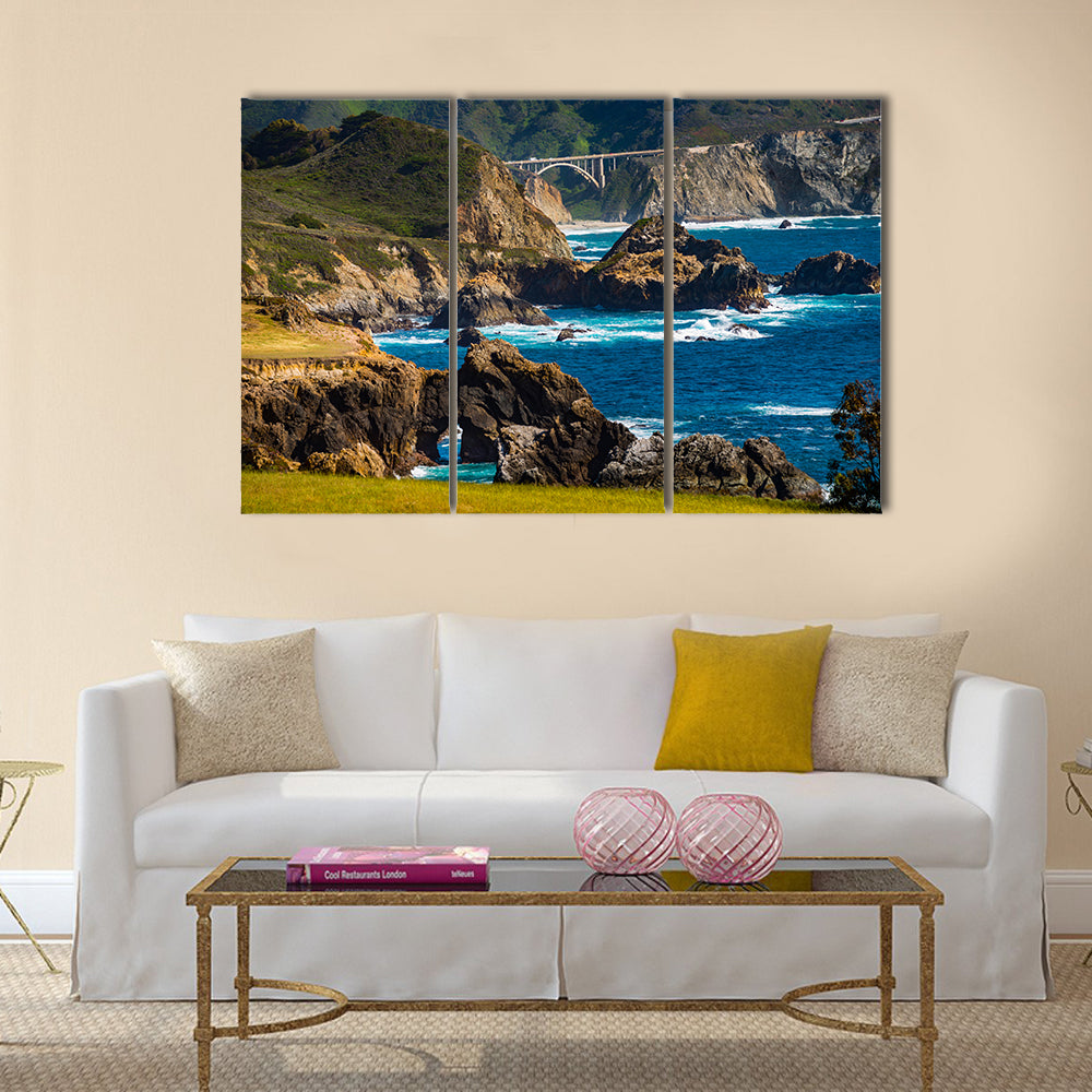 Big Sur Coast at the Bixby Creek Bridge, Monterey County, California, USA Multi Panel Canvas Wall Art