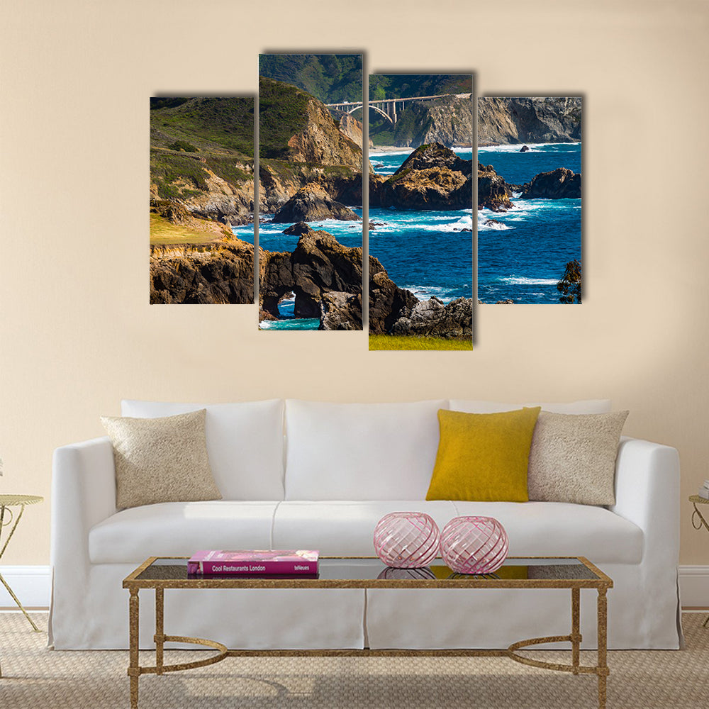 Big Sur Coast at the Bixby Creek Bridge, Monterey County, California, USA Multi Panel Canvas Wall Art